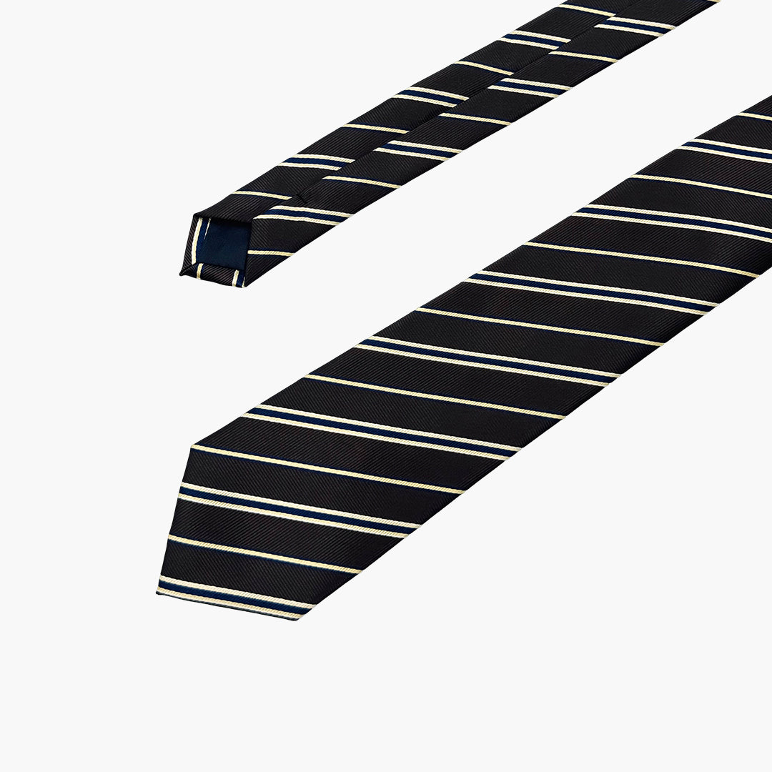 Black, White & Blue Striped Tie