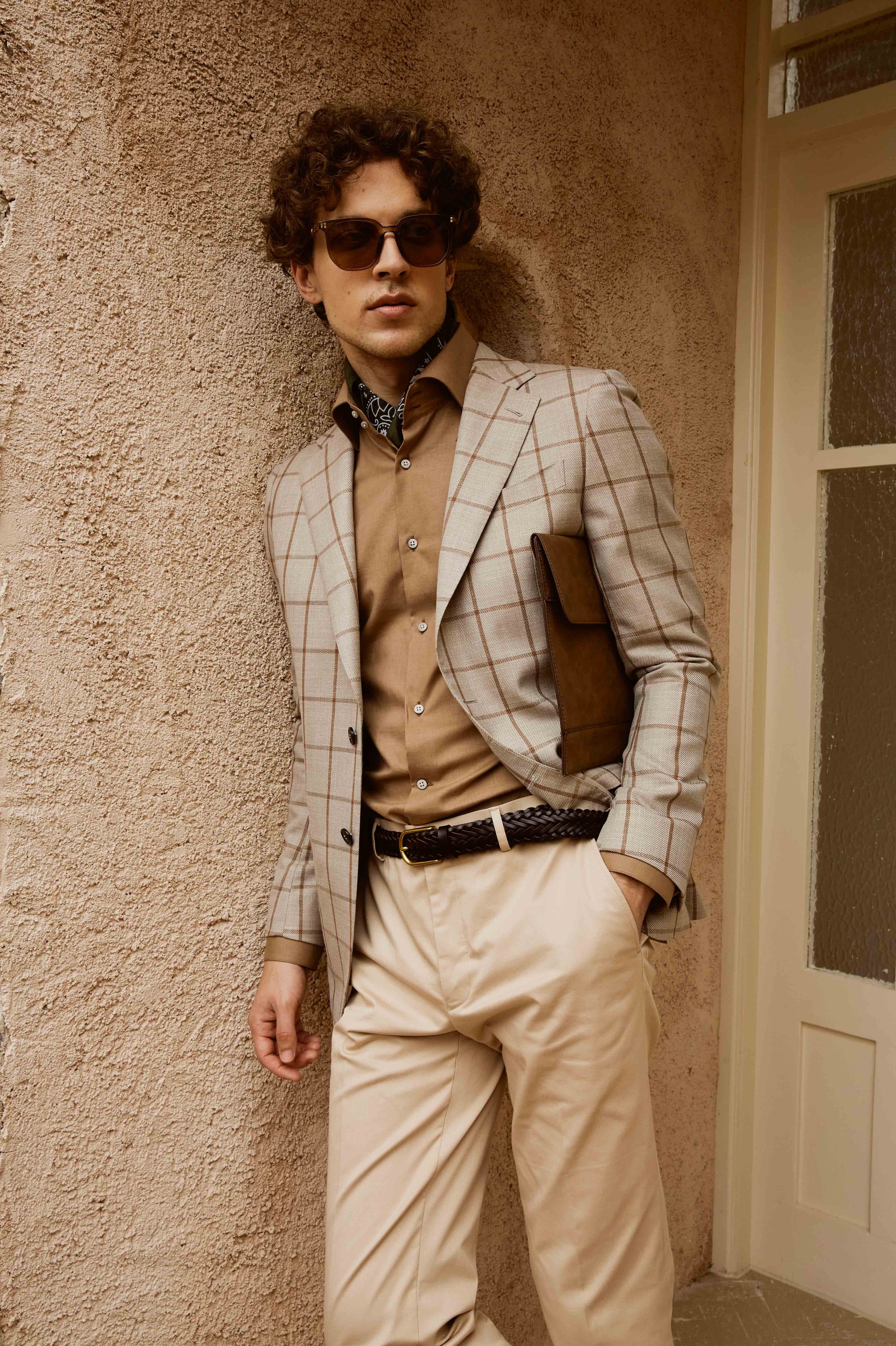 Grey Suit with Red Lines