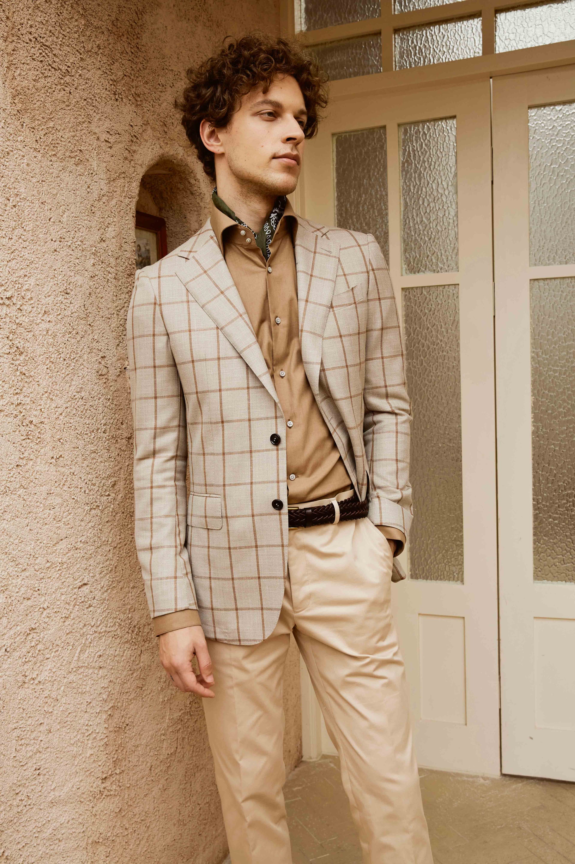 Grey Suit with Red Lines