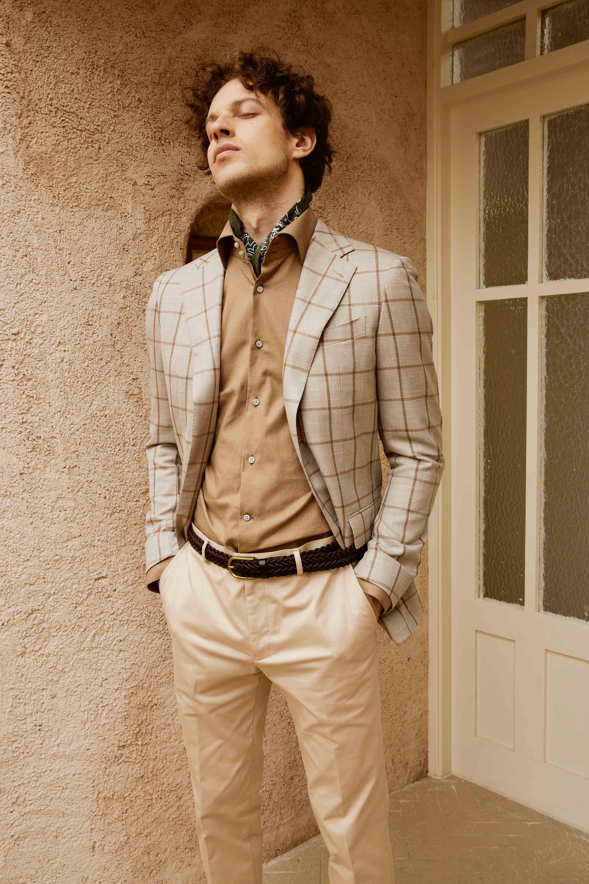 Grey Suit with Red Lines