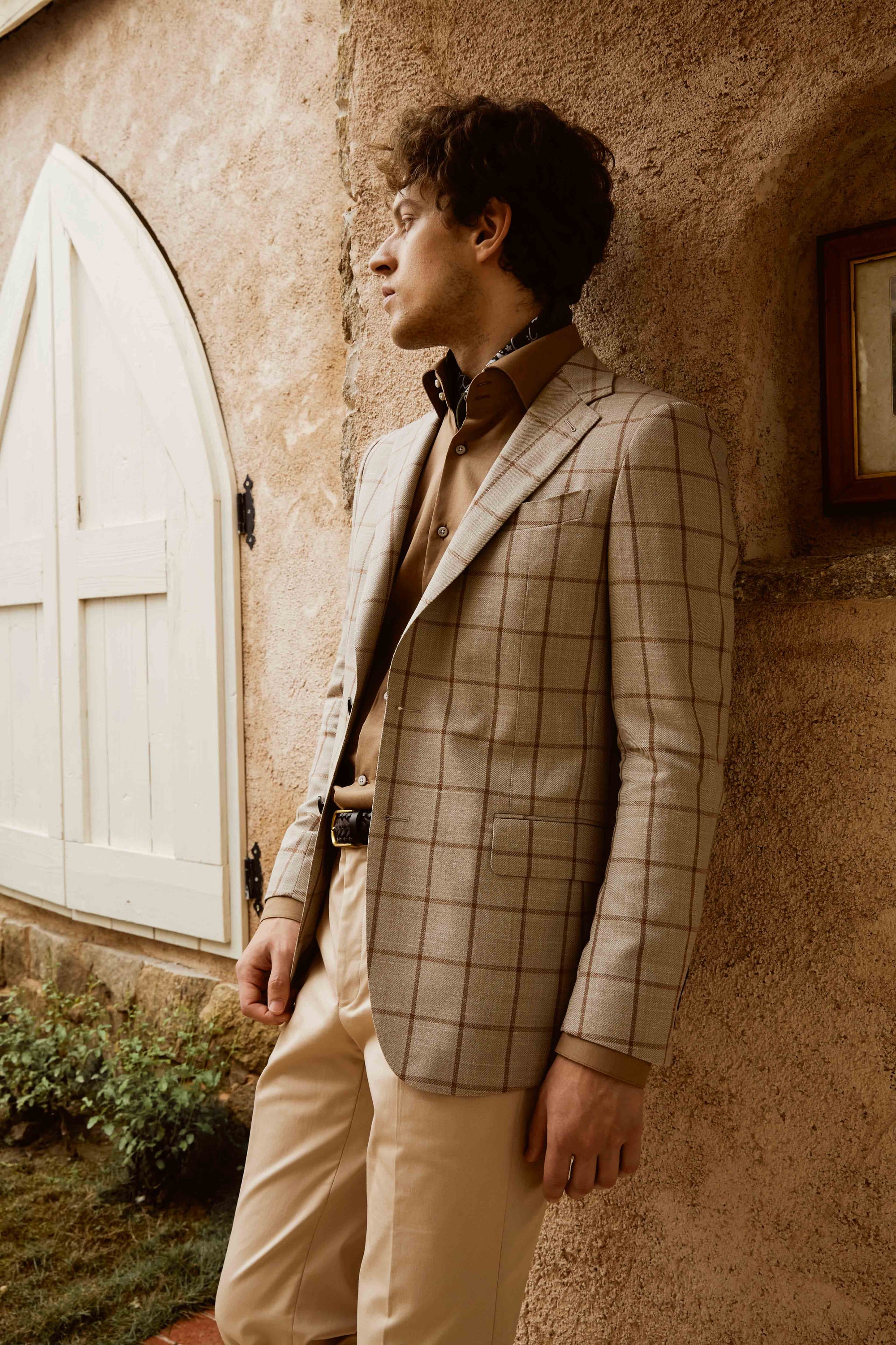 Grey Suit with Red Lines