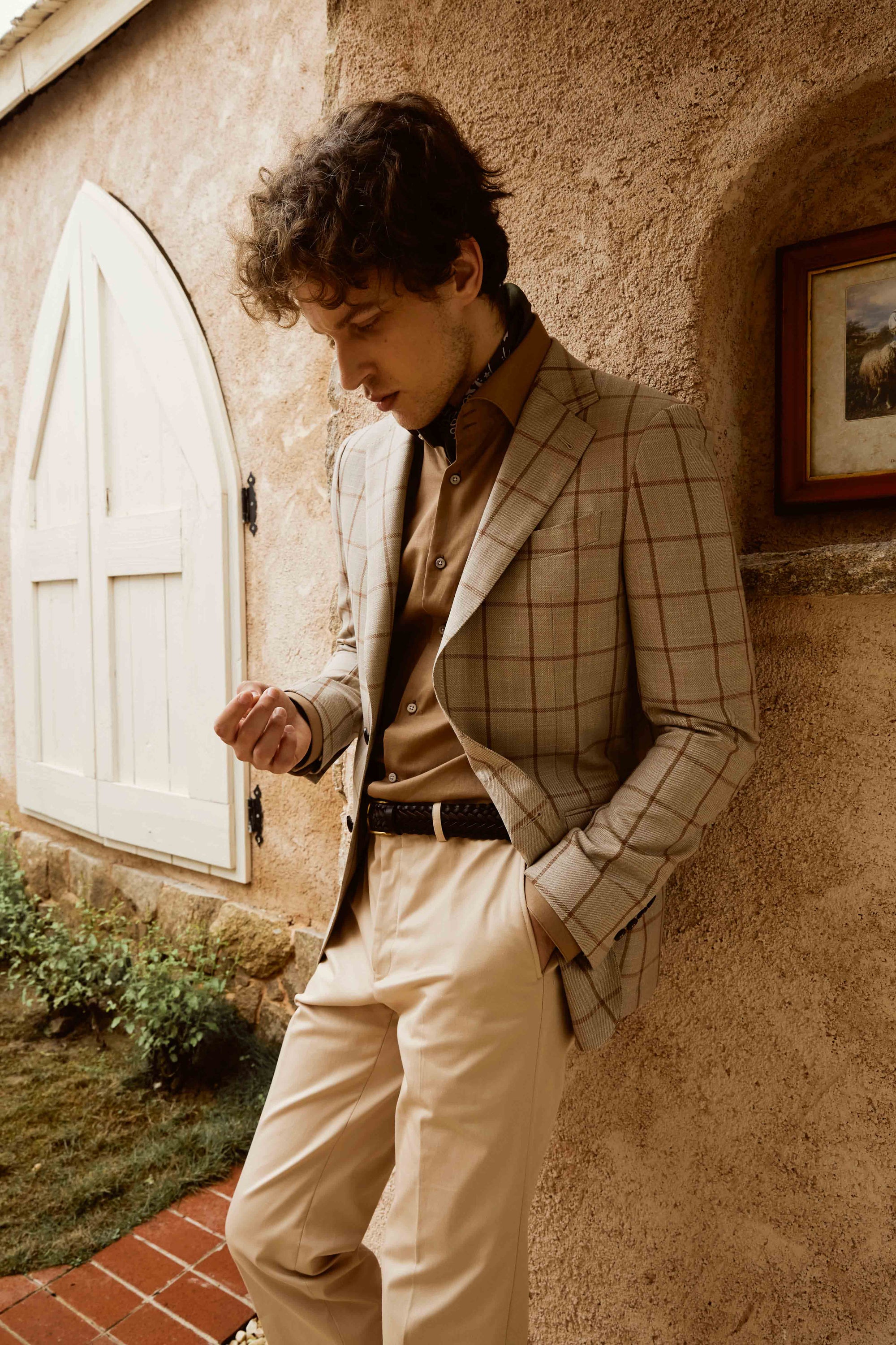 Grey Suit with Red Lines
