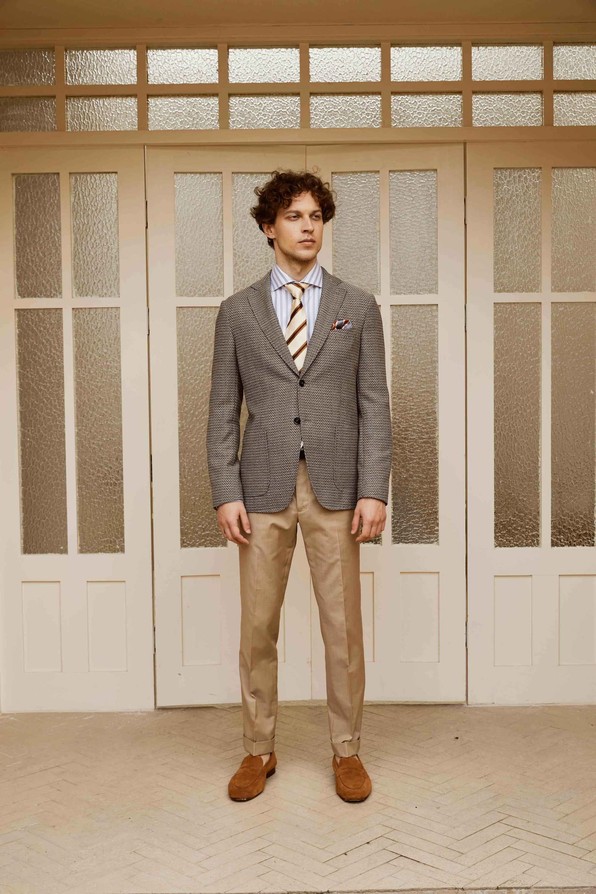 Suit with Herringbone Pattern