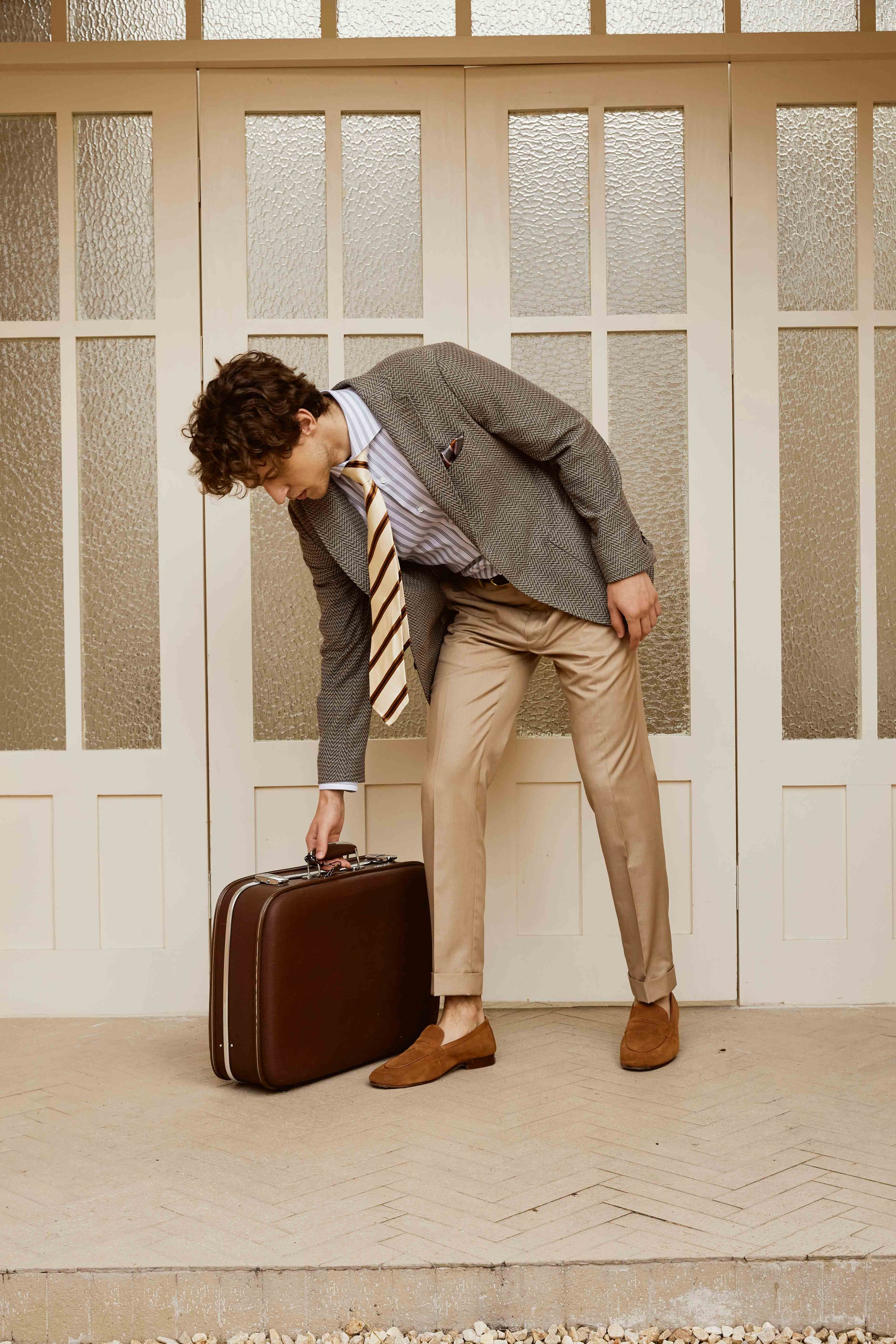 Suit with Herringbone Pattern