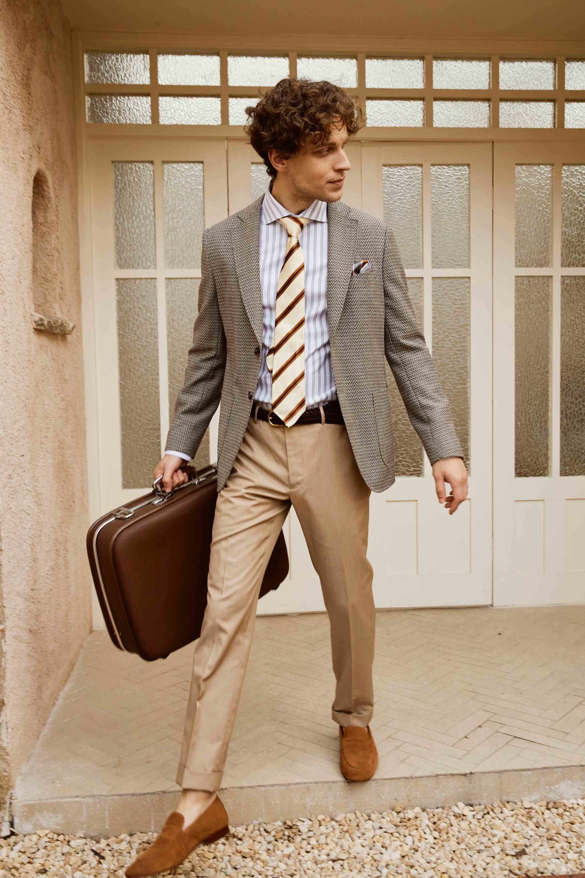 Suit with Herringbone Pattern