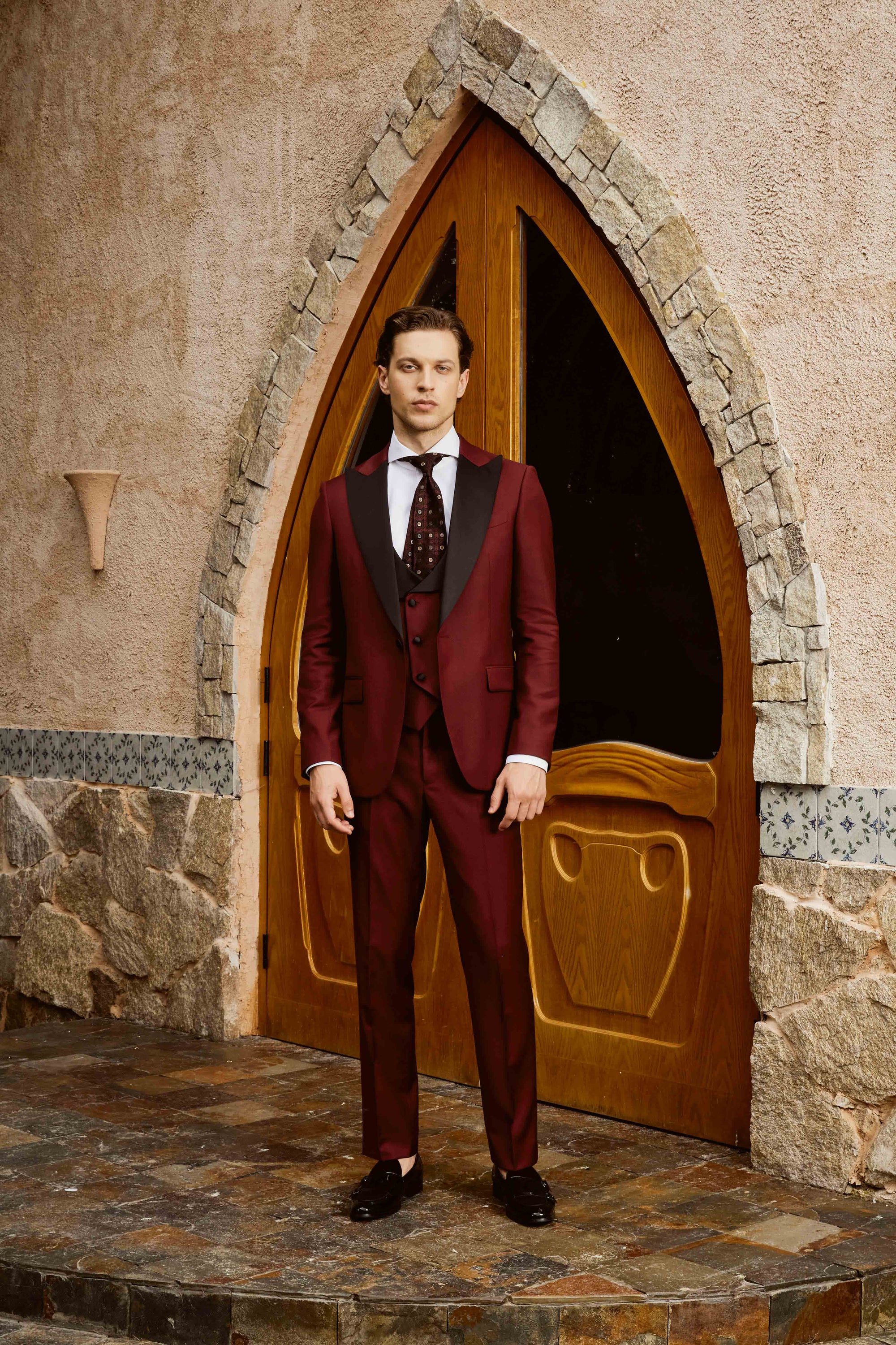 Maroon Suit Set with Customized Tie