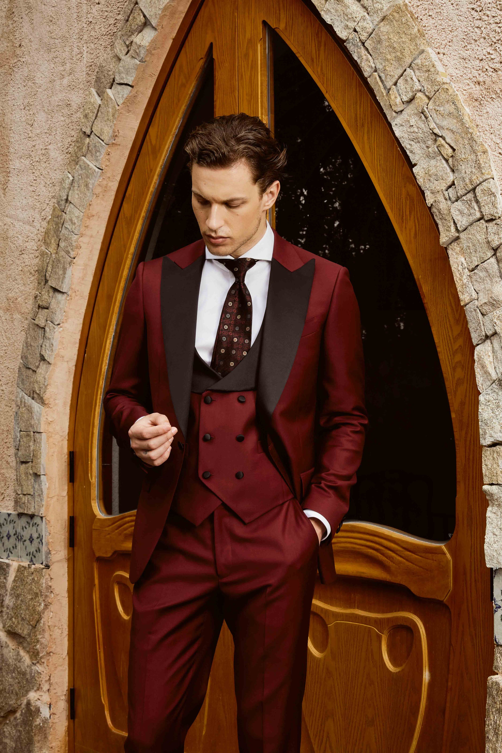 Maroon Suit Set with Customized Tie