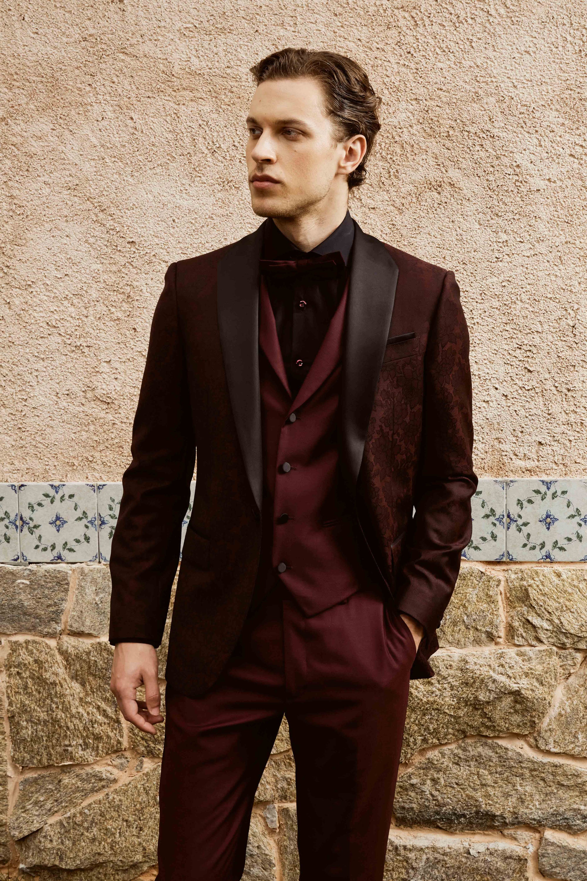 Maroon Suit Set with Vest