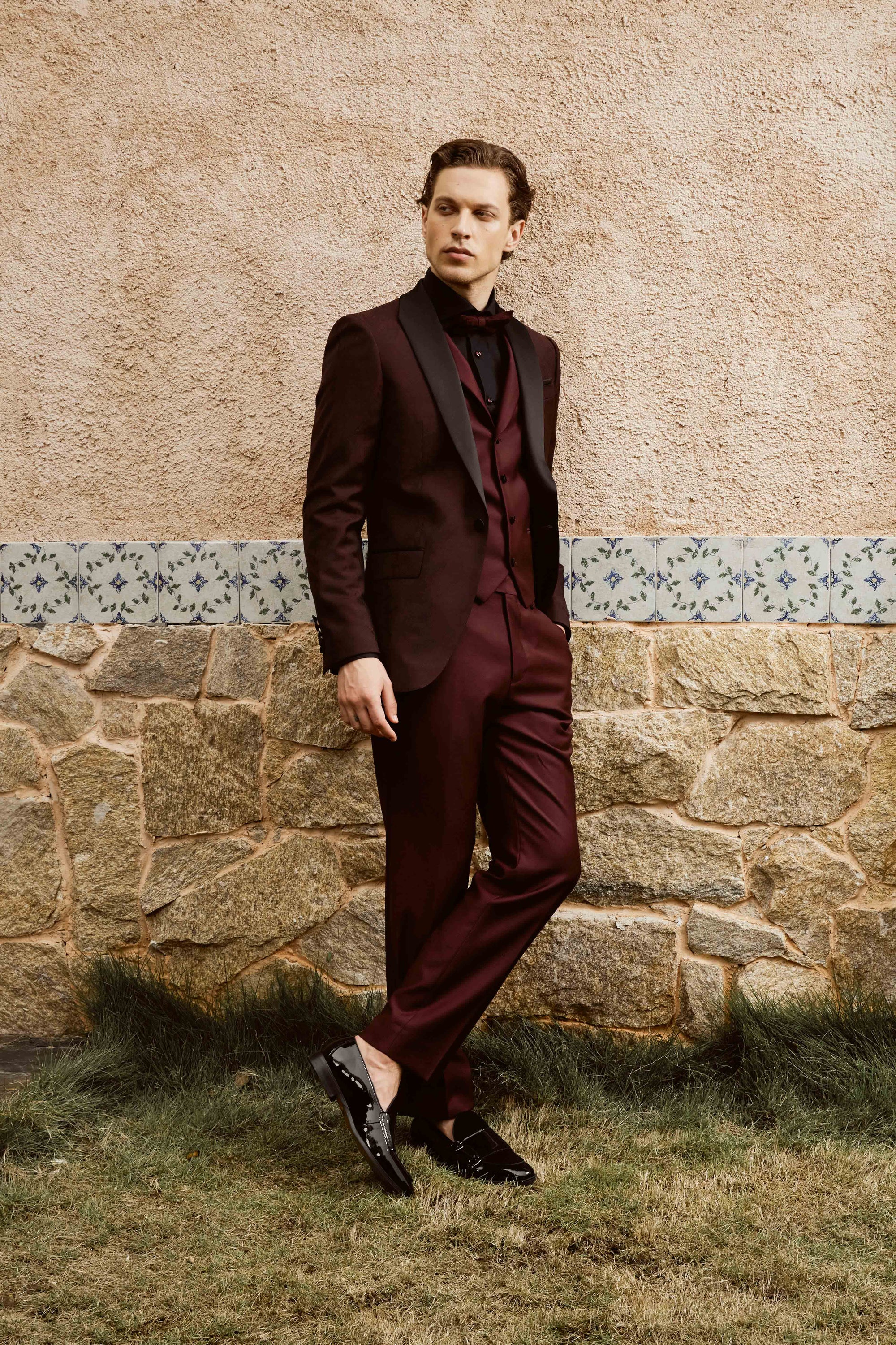 Maroon Suit Set with Vest