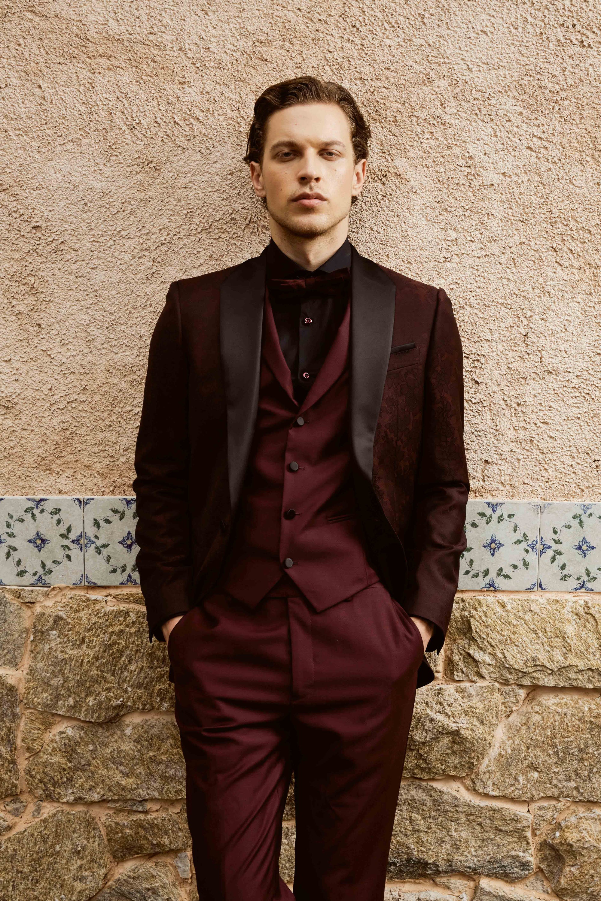 Maroon Suit Set with Vest