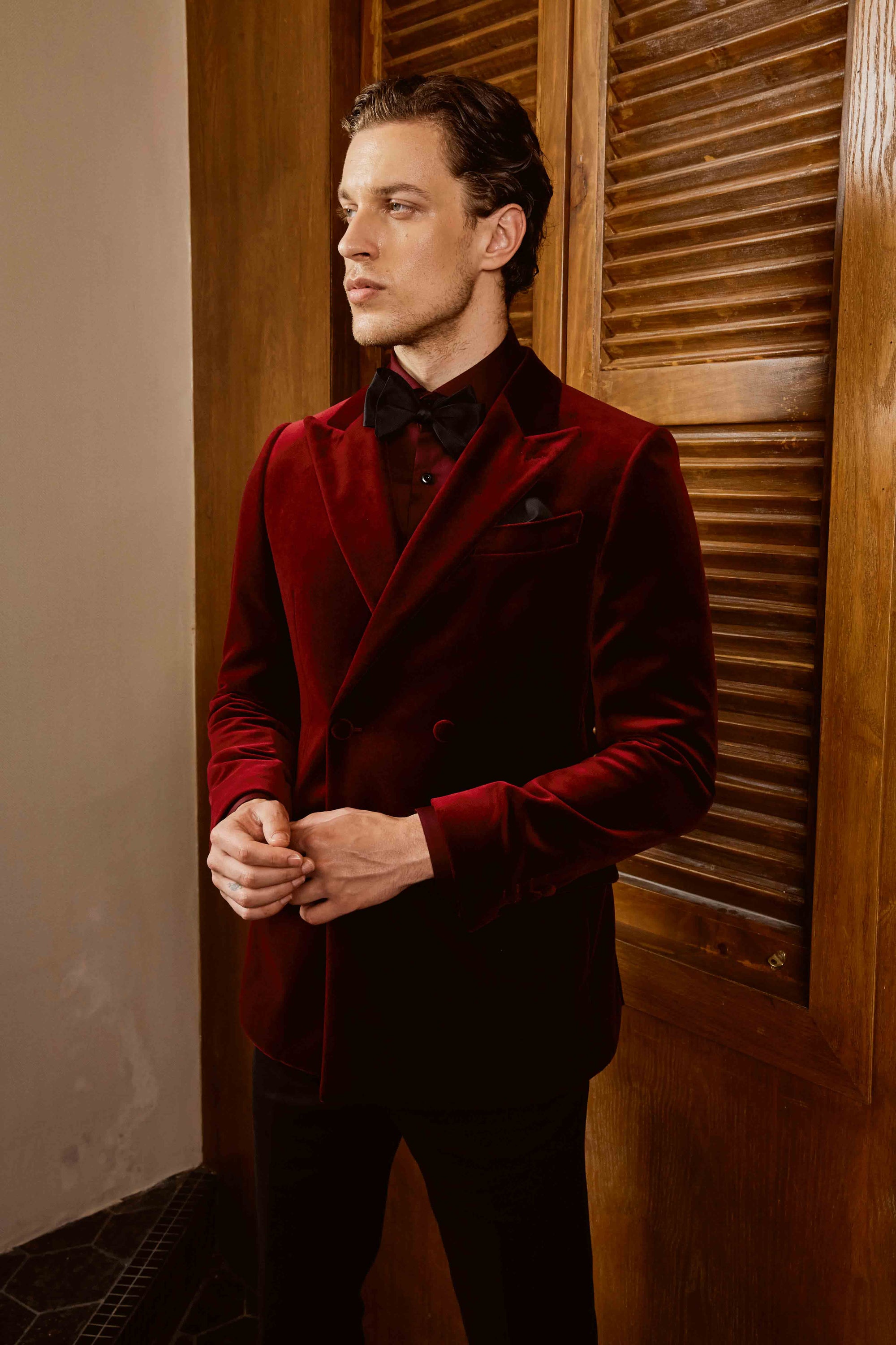 Maroon Silk Suit Set