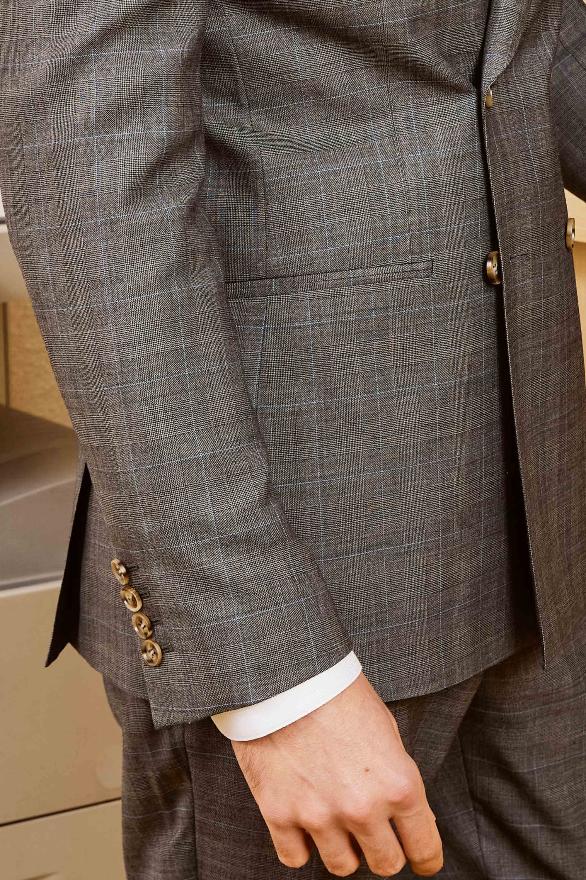 Grey Double-Breasted Suit Set