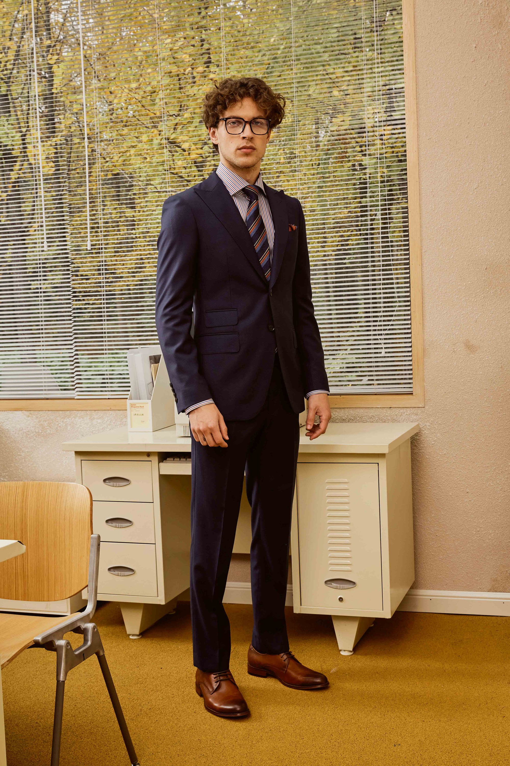 Men's Dark Blue Wool Suit Set