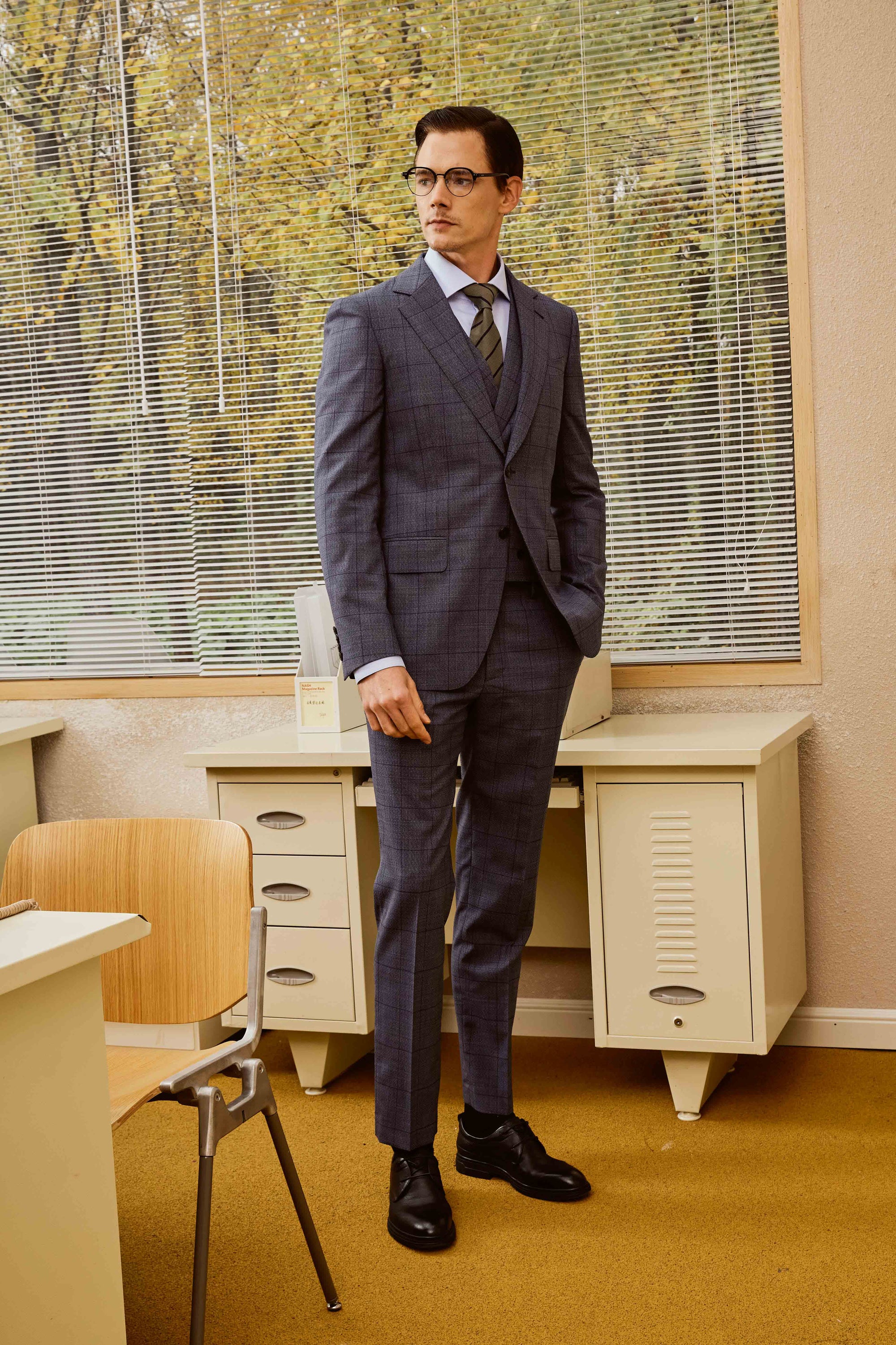 Gray Check Suit Set