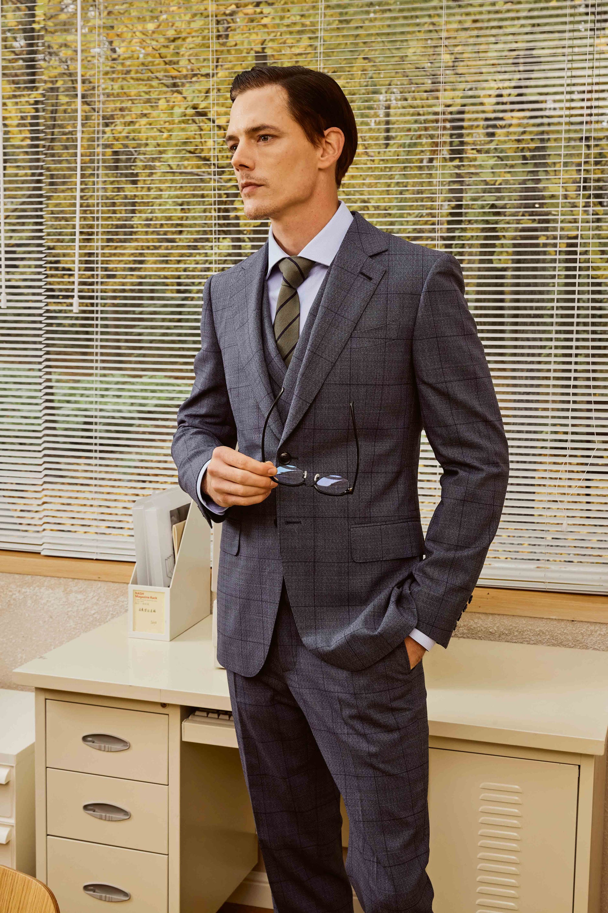 Gray Check Suit Set
