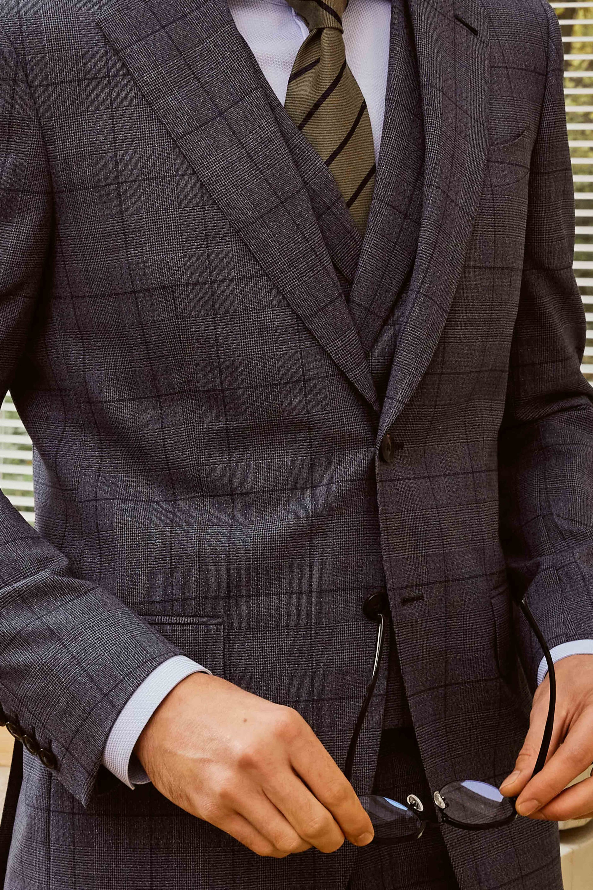 Gray Check Suit Set