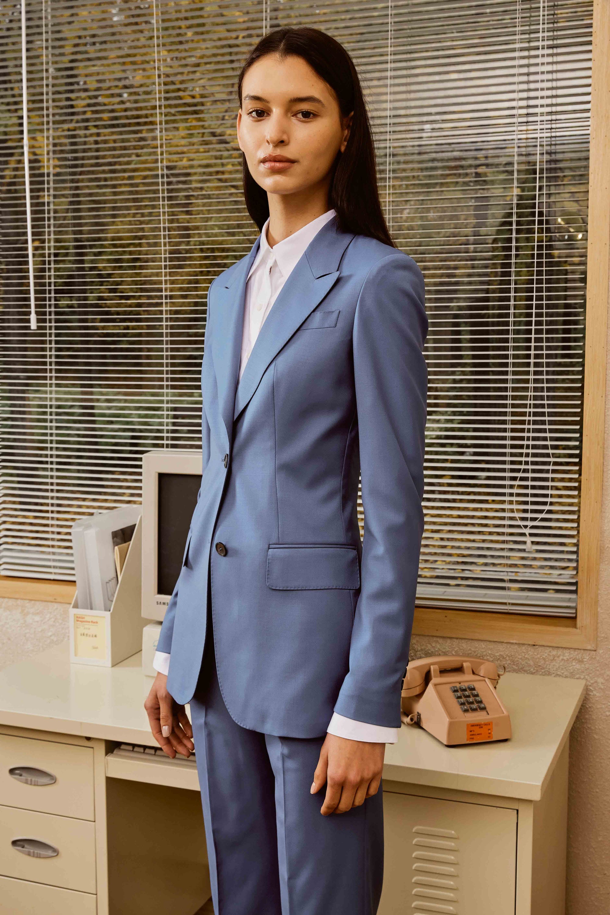 Lapis Blue Suit Set with White shirt for Women