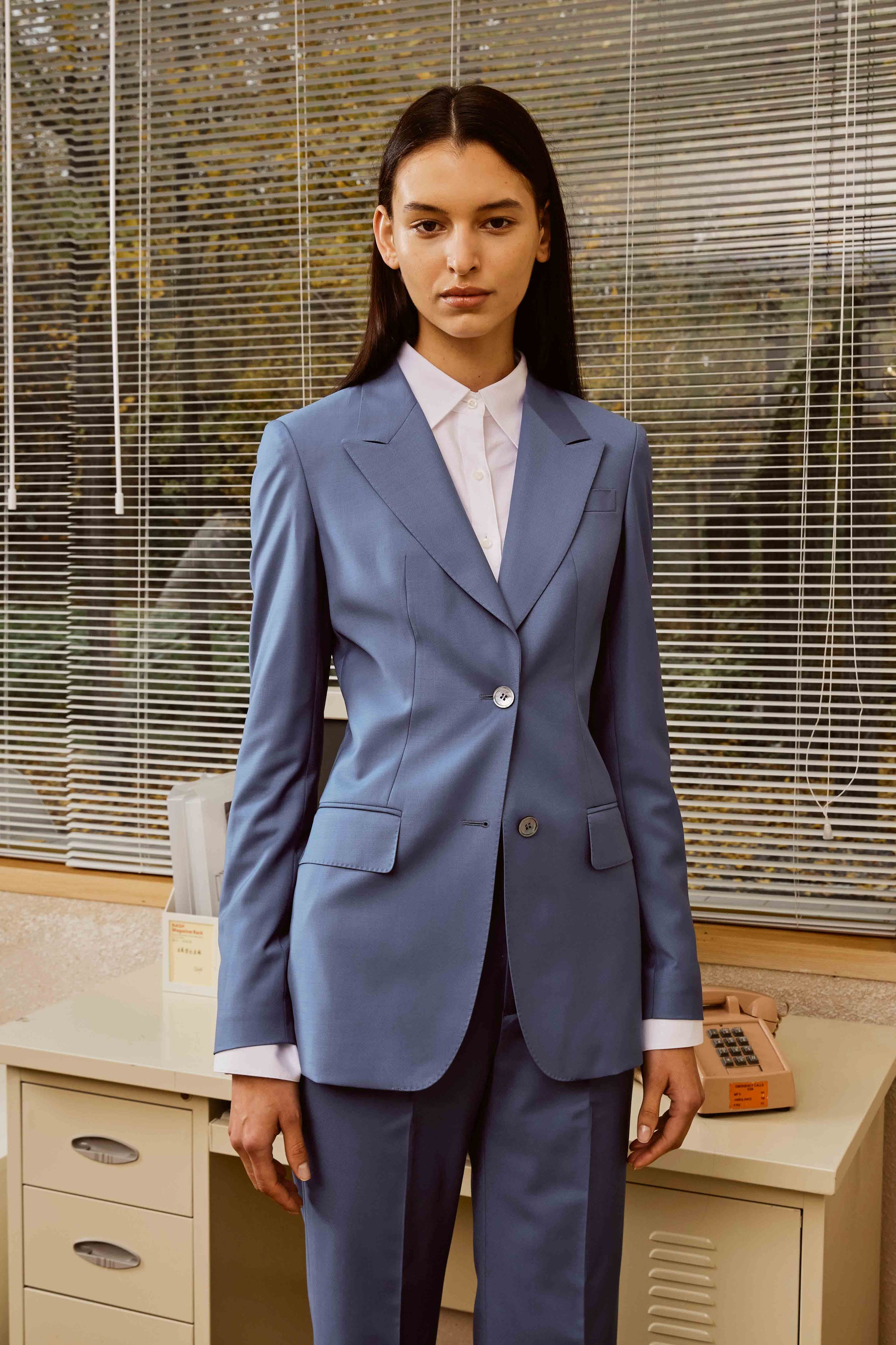 Lapis Blue Suit Set with White shirt for Women