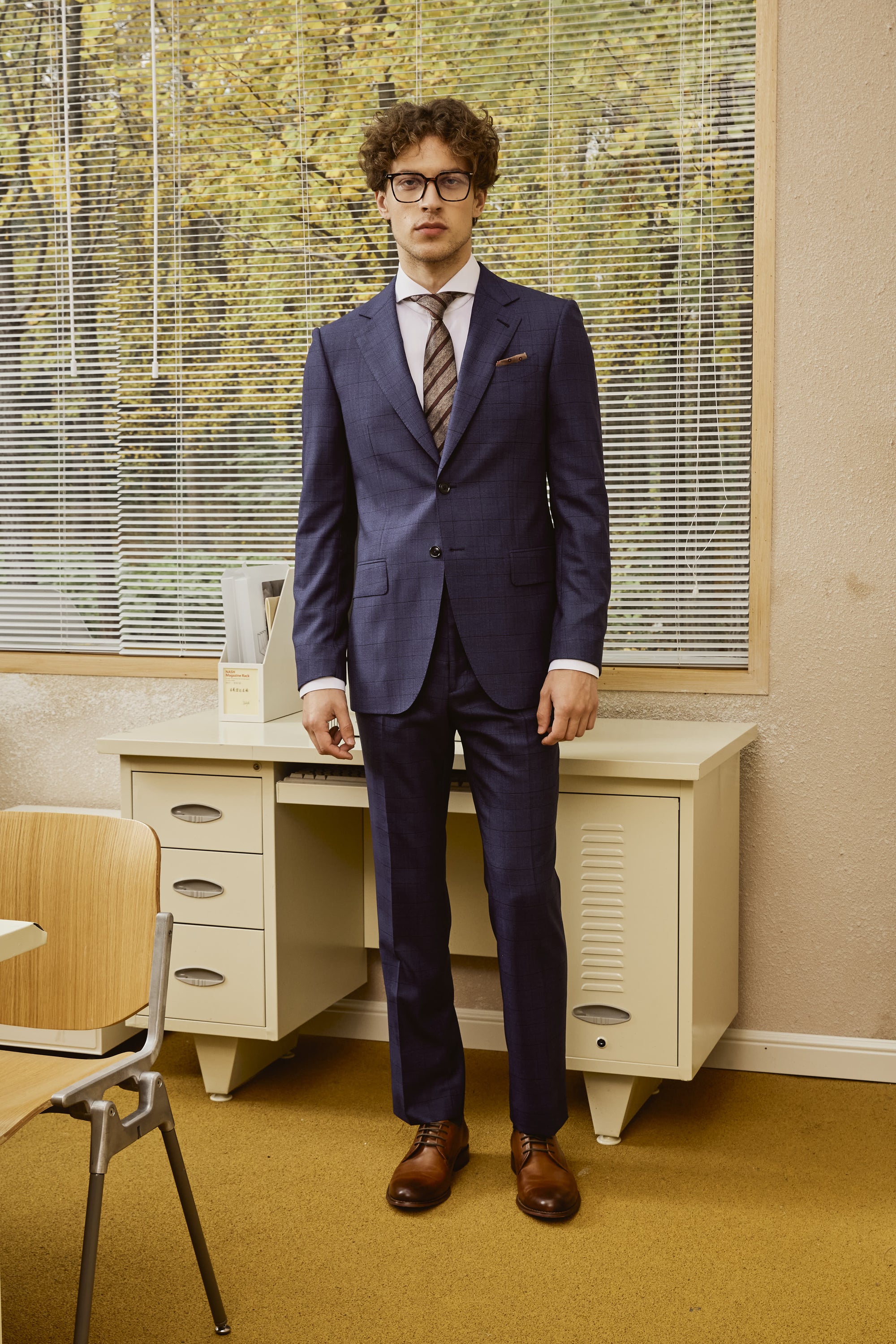  Blue Check Pattern Men's suit