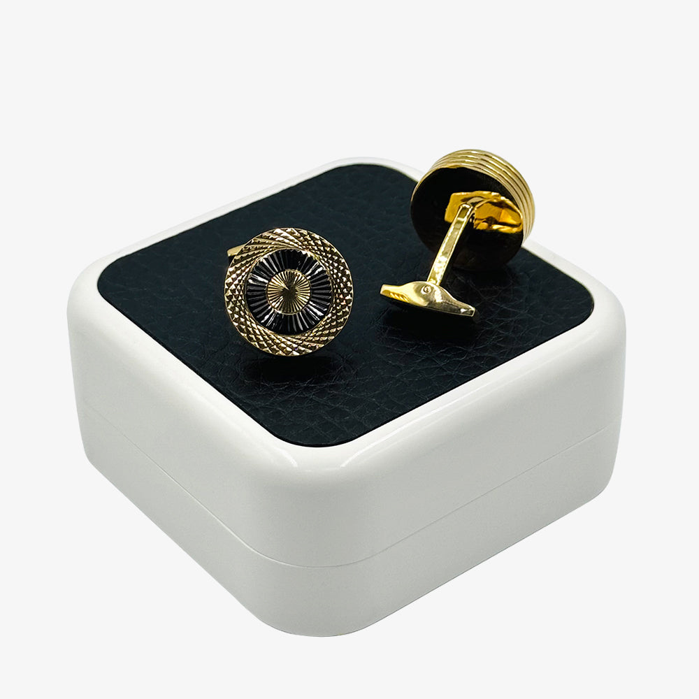 Gold & Black Circle Cufflinks