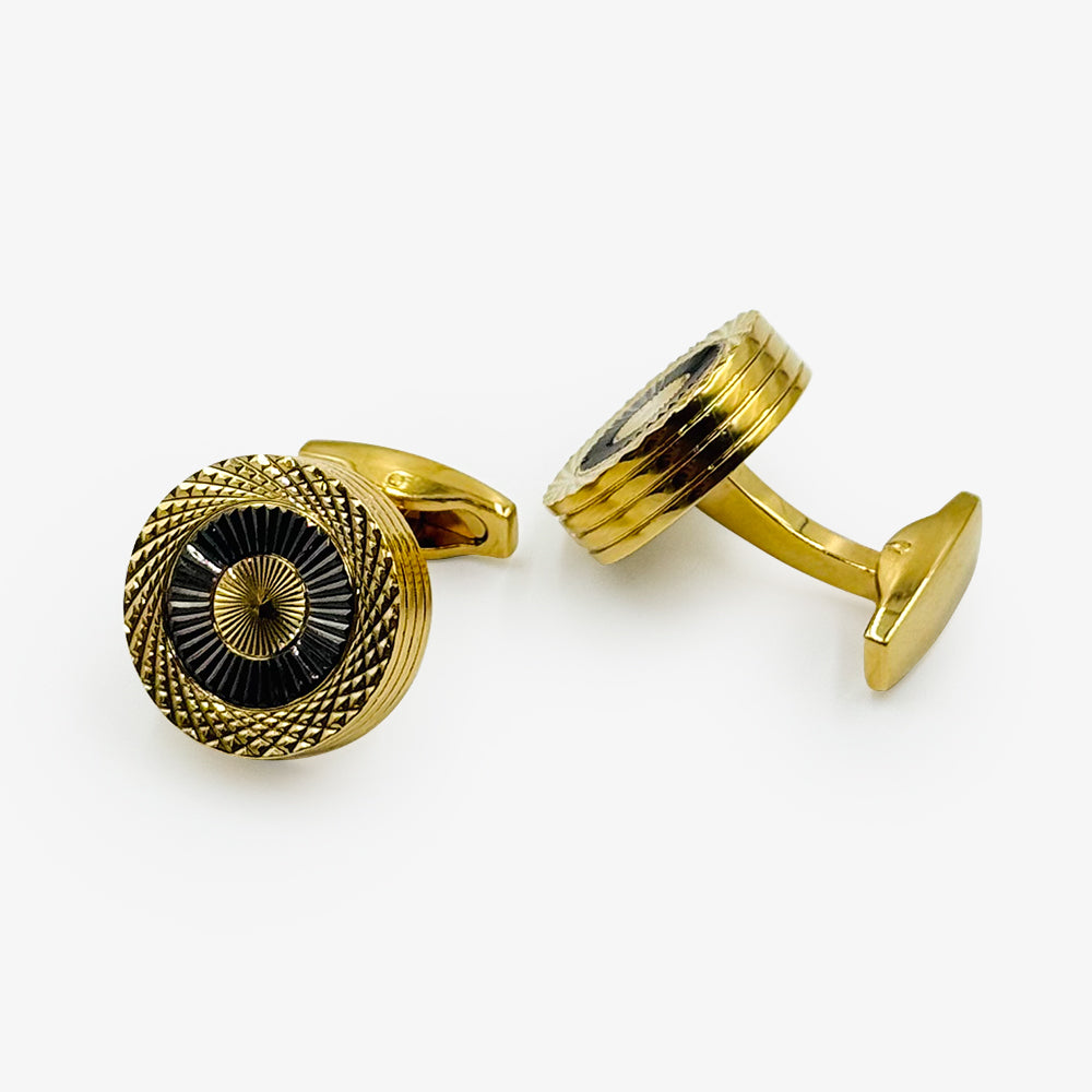 Gold & Black Circle Cufflinks
