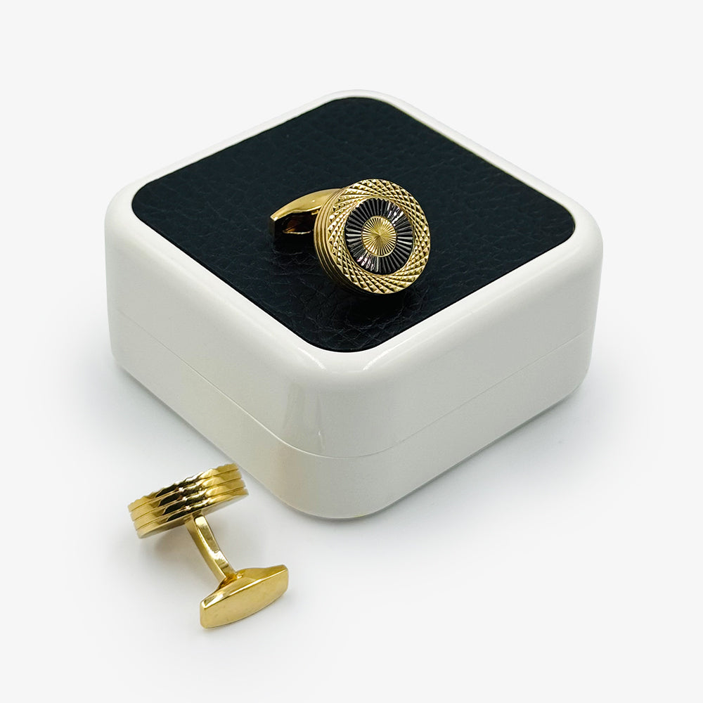 Gold & Black Circle Cufflinks
