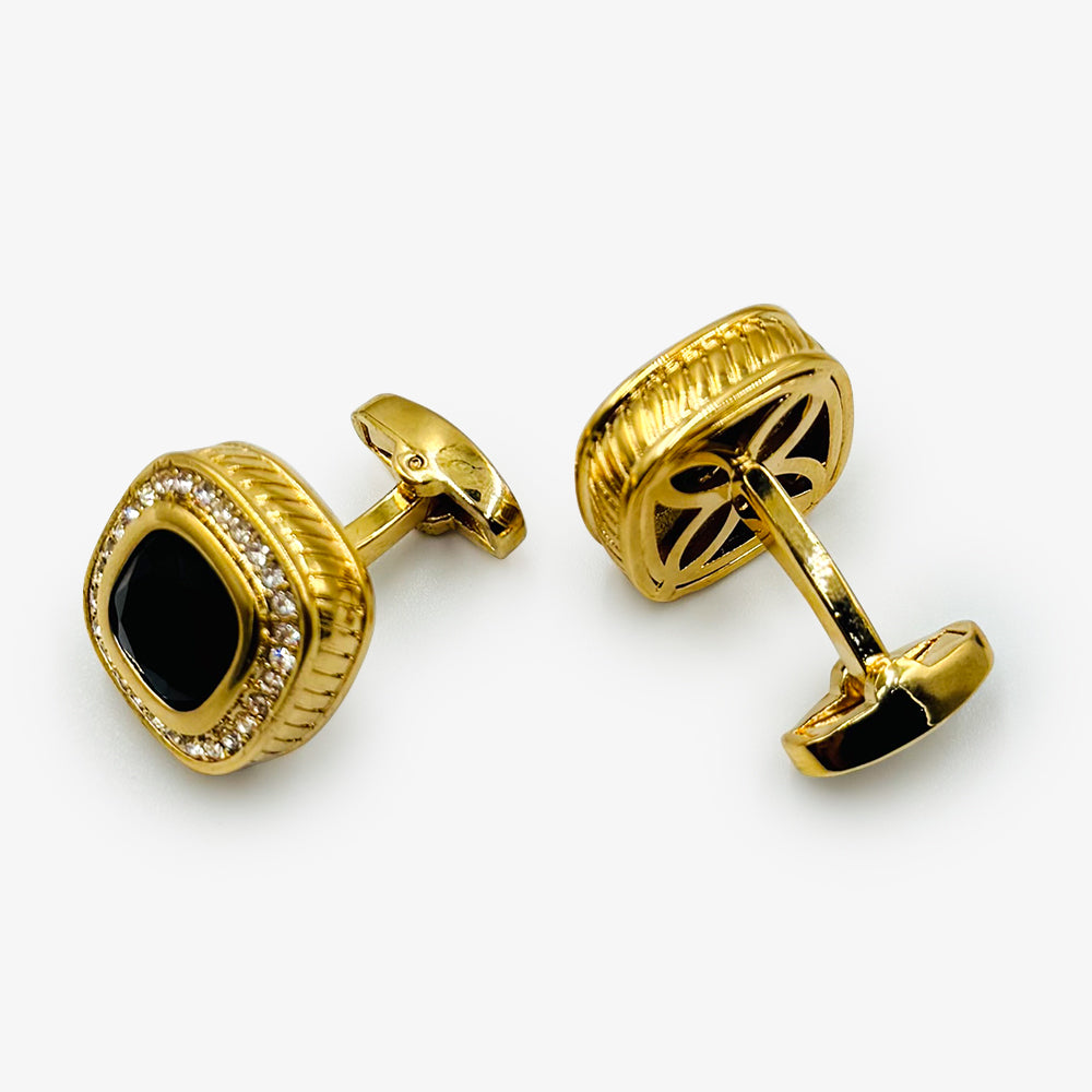 Gold & Black Stone Cufflinks