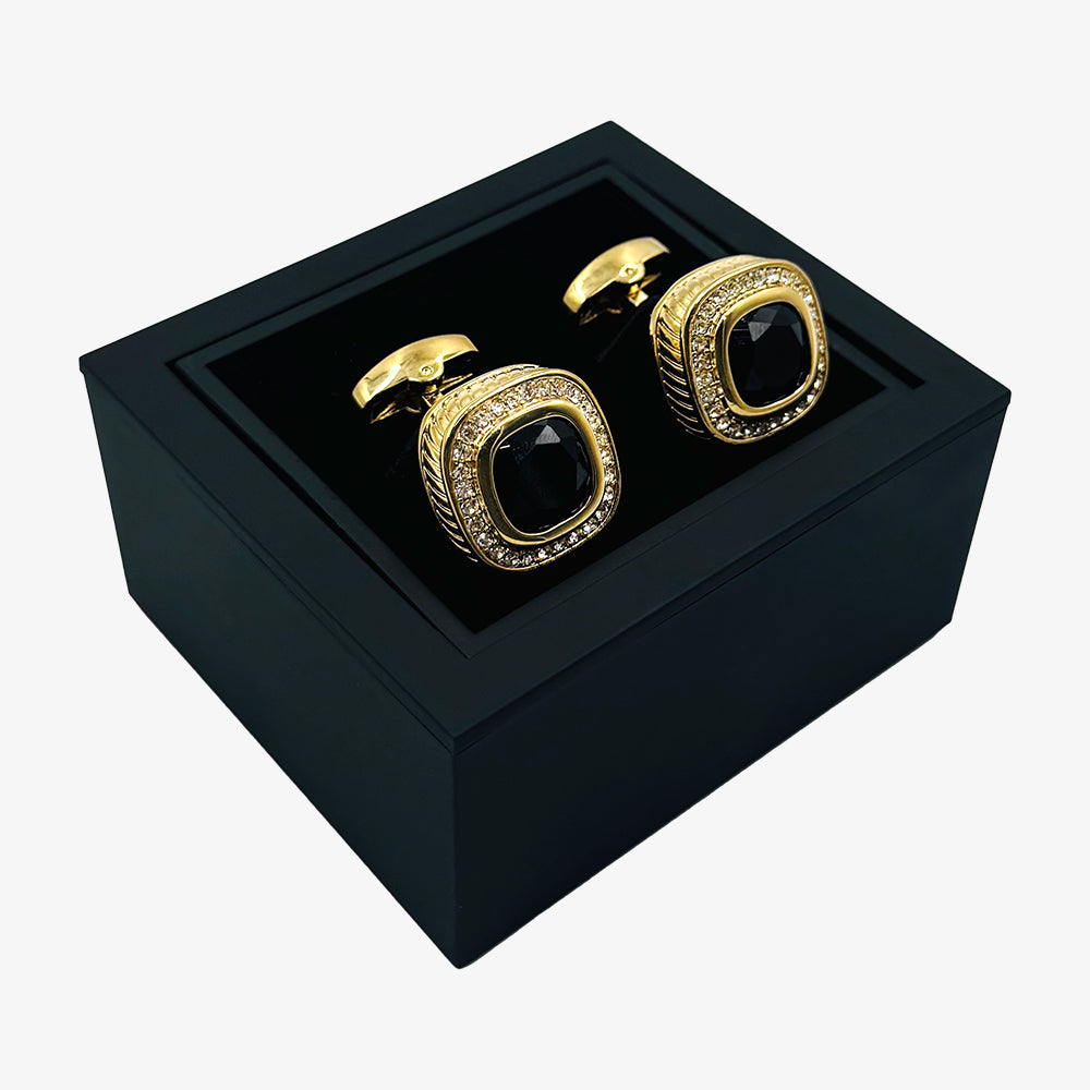 Gold & Black Stone Cufflinks