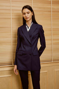 Dark Blue Suit with White Running Design for Women