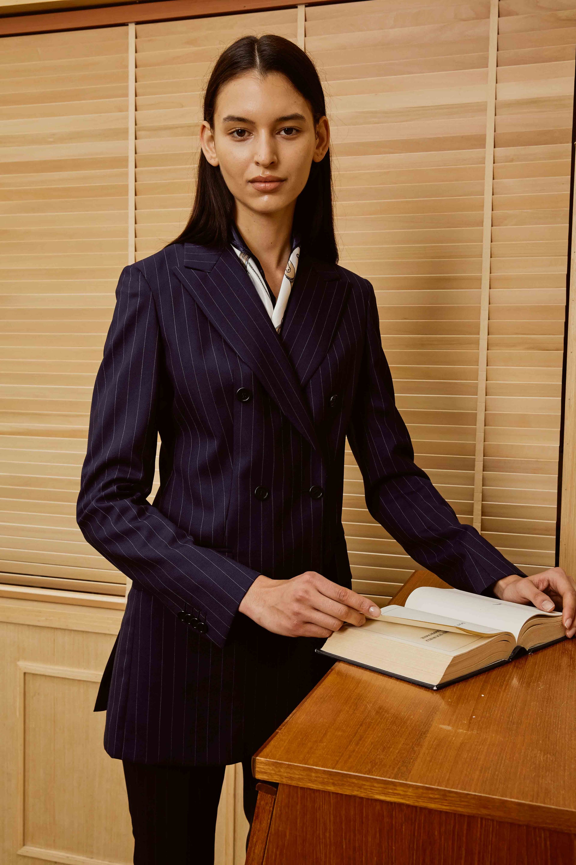 Dark Blue Suit with White Running Design for Women