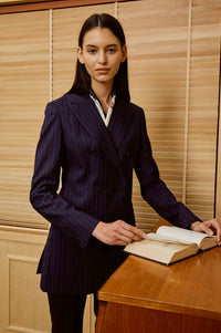 Dark Blue Suit with White Running Design for Women