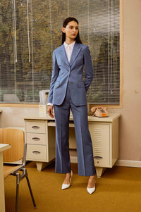 Lapis Blue Suit Set with White shirt for Women