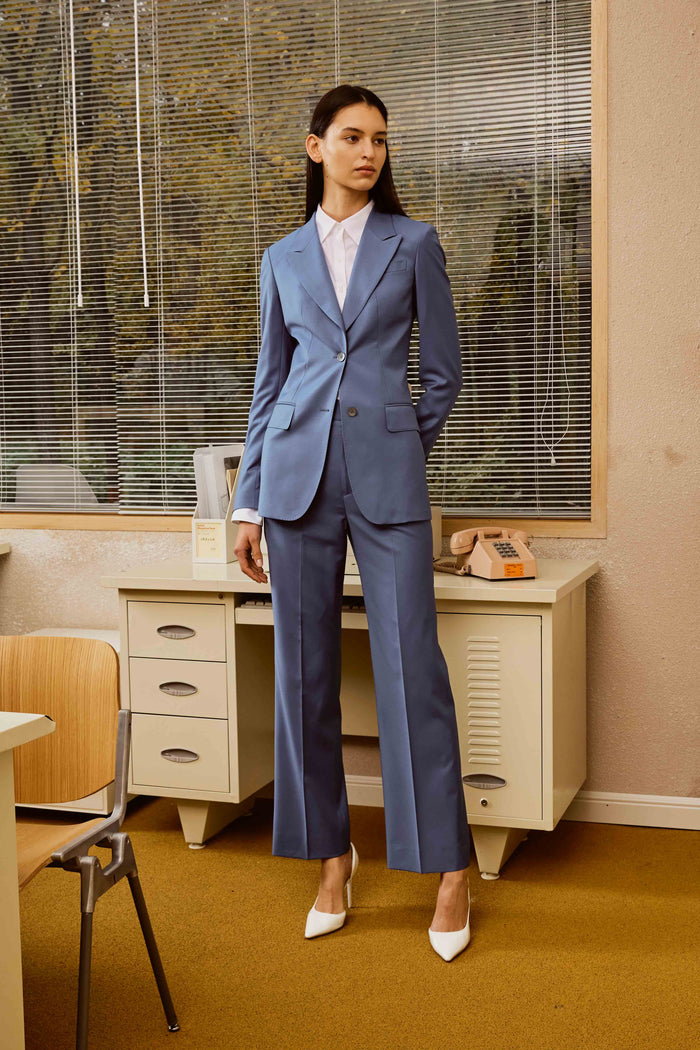 Lapis Blue Suit Set with White shirt for Women