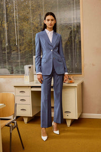 Lapis Blue Suit Set with White shirt for Women
