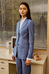 Lapis Blue Suit Set with White shirt for Women