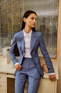 Lapis Blue Suit Set with White shirt for Women