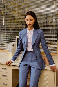 Lapis Blue Suit Set with White shirt for Women