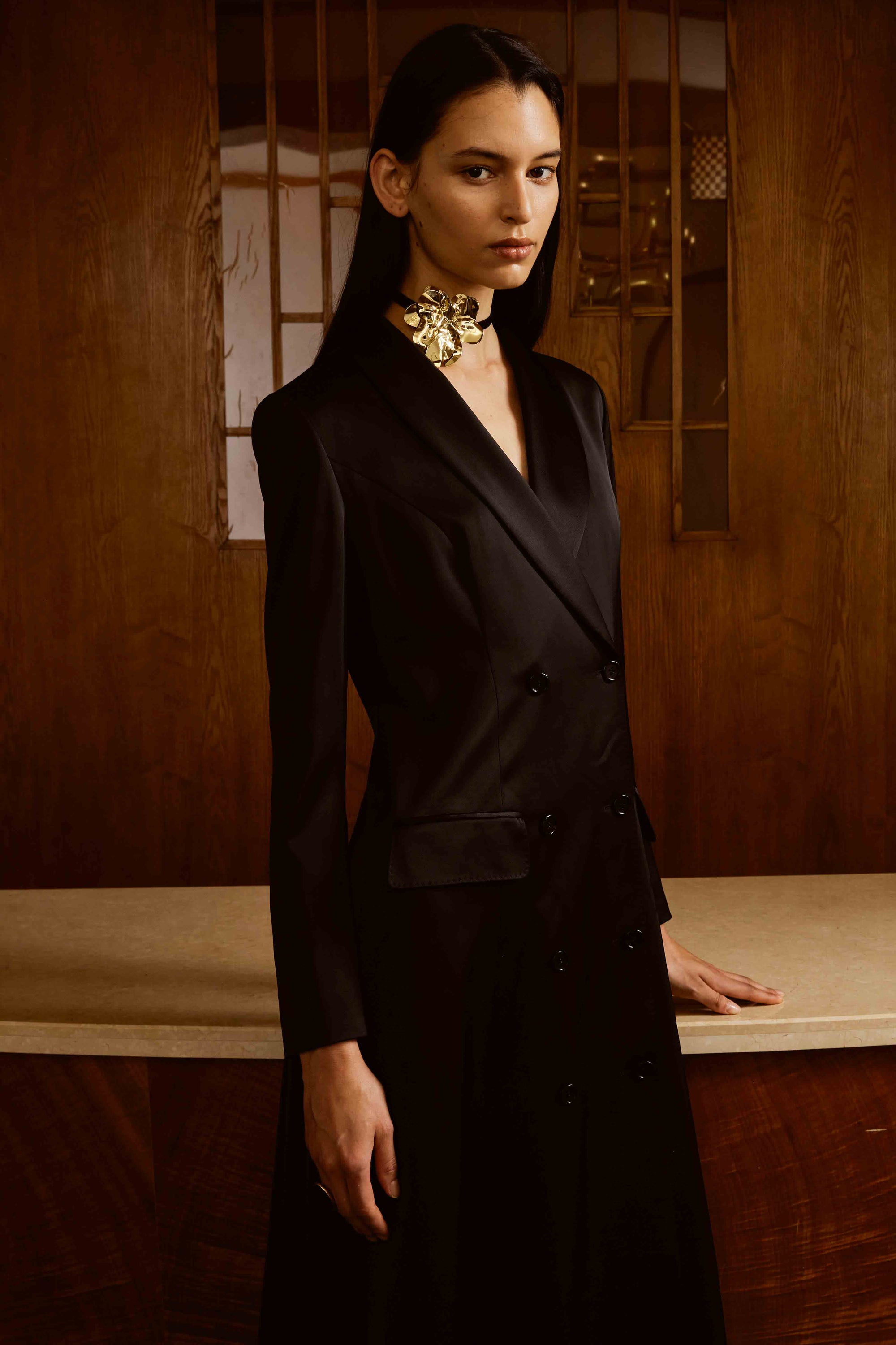 Black Long Suit Dress for Women | Women's Suits in UAE | House of Tailors Black Long Suit Dress for Women | Women's Suits in UAE | House of Tailors
