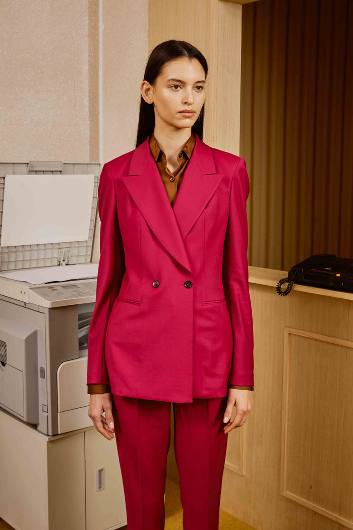 Magenta Suit Set with Dark Golden Brown Shirt for Women
