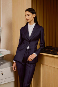 Oxford Blue Suit Set with Cotton Shirt and Custom Scarf