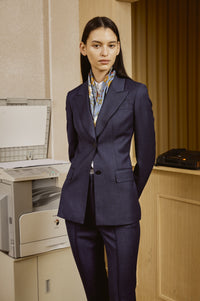 Oxford Blue Suit Set with Cotton Shirt and Custom Scarf