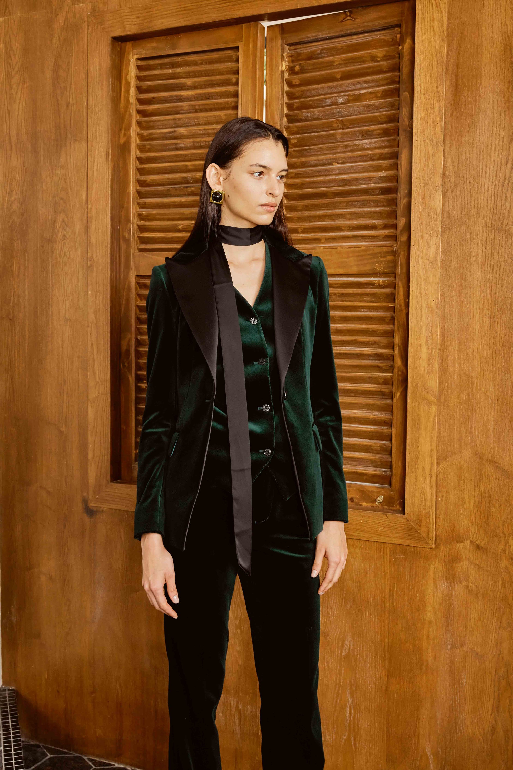 Suit Set for Women with Vest and Fancy Tie