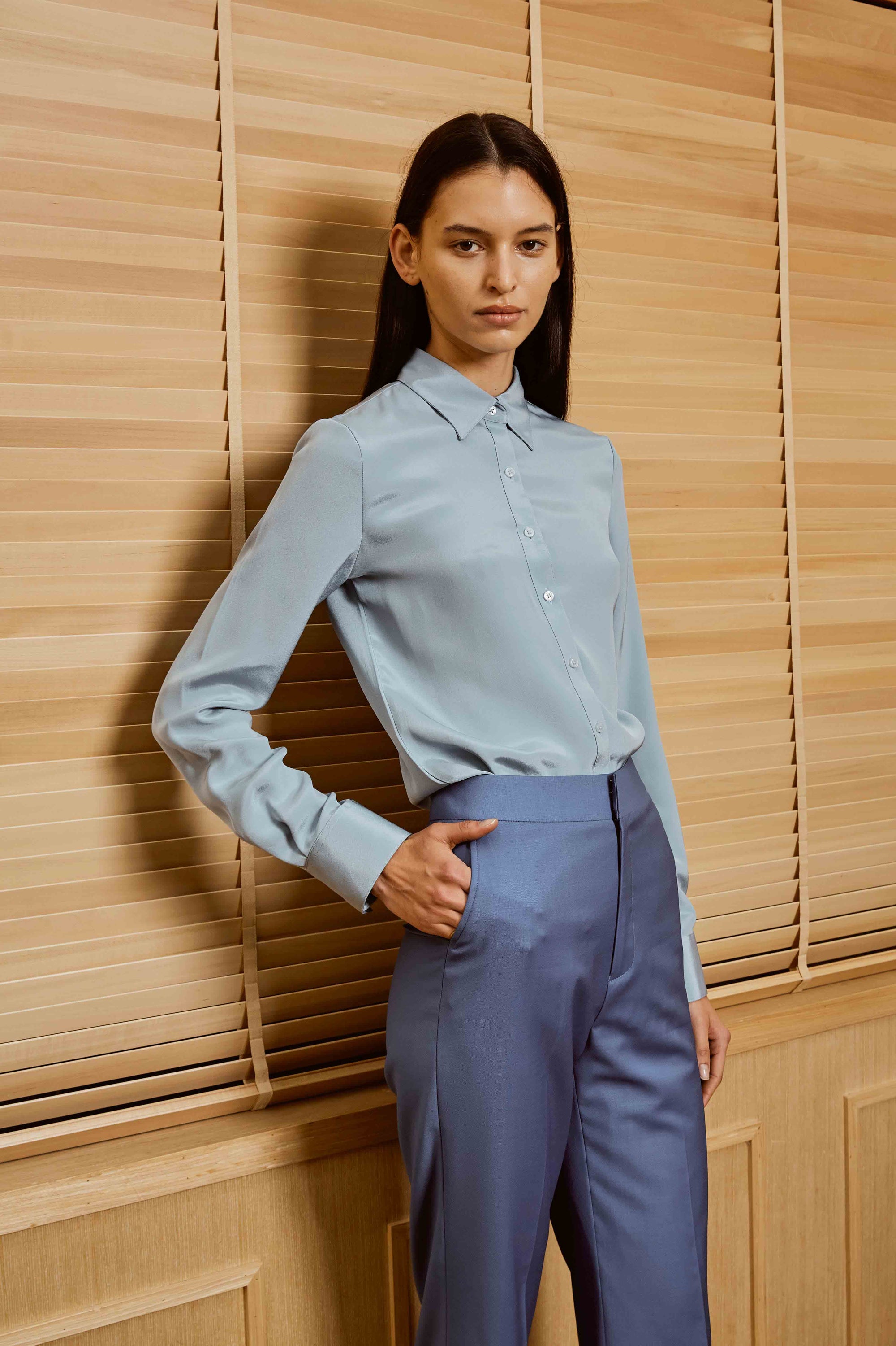 Thistle Color Formal Top with Knot Tie for Women