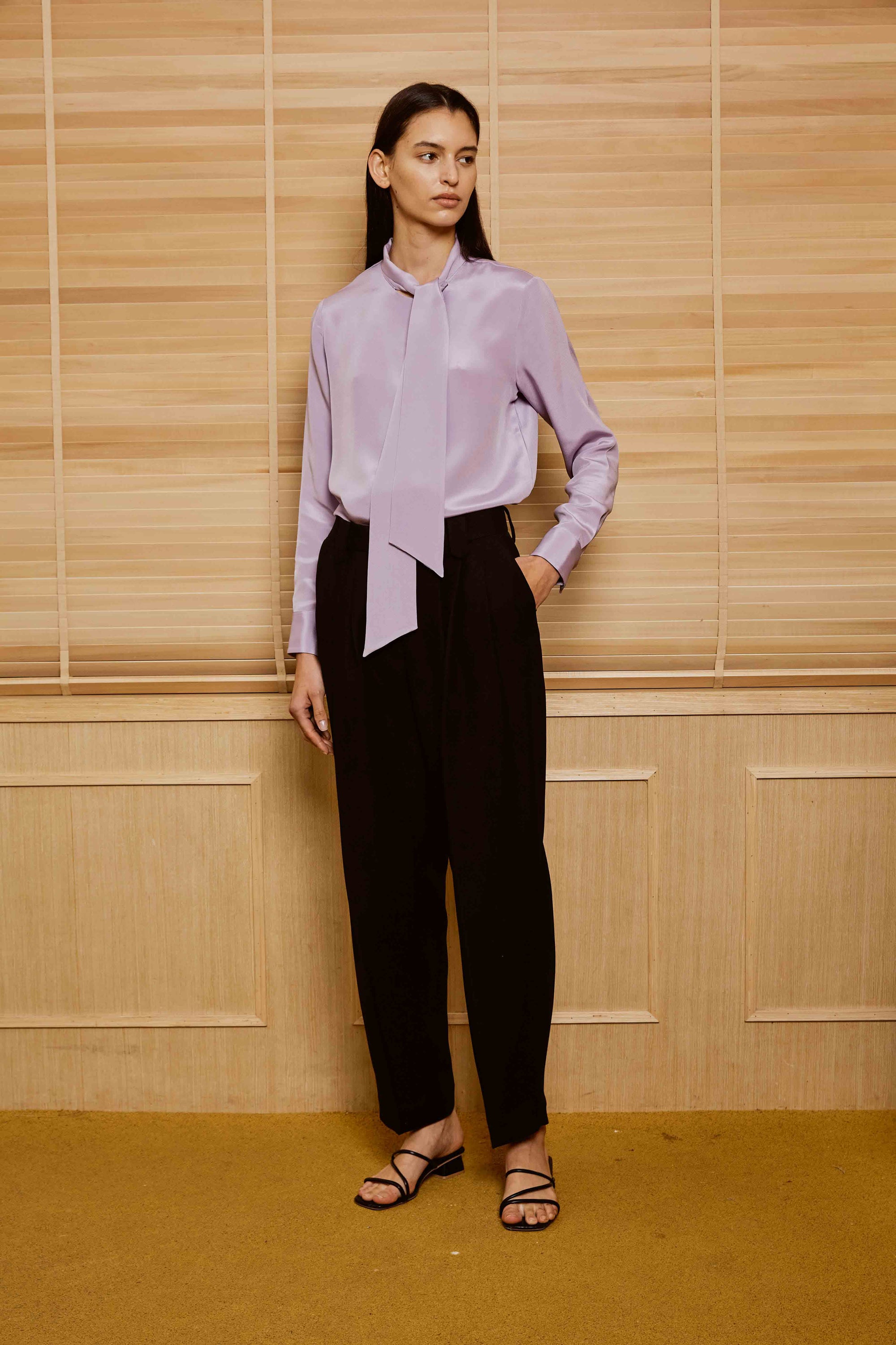 Thistle Color Formal Top with Knot Tie for Women
