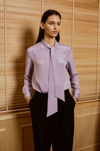 Thistle Color Formal Top with Knot Tie for Women