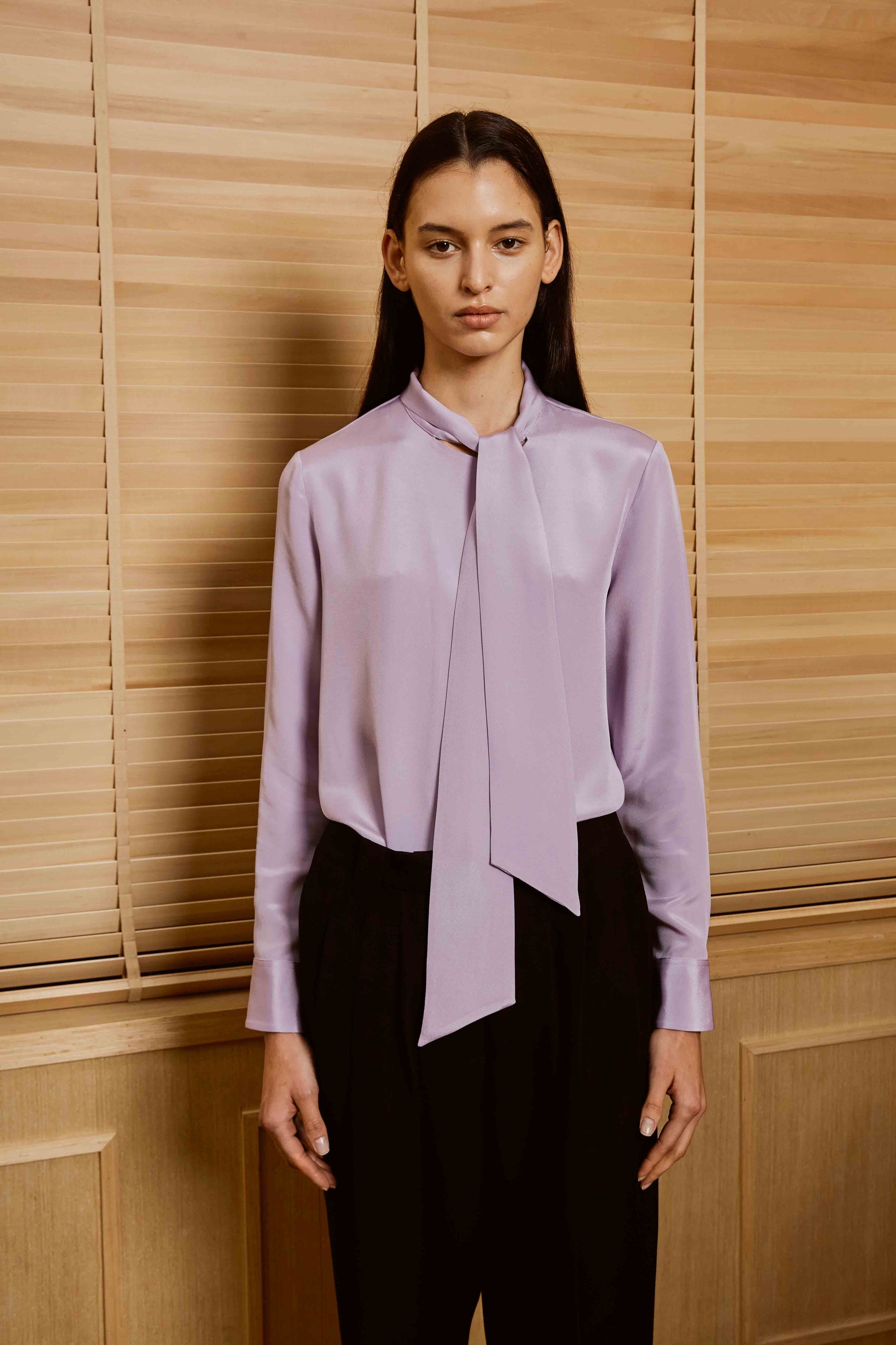Thistle Color Formal Top with Knot Tie for Women