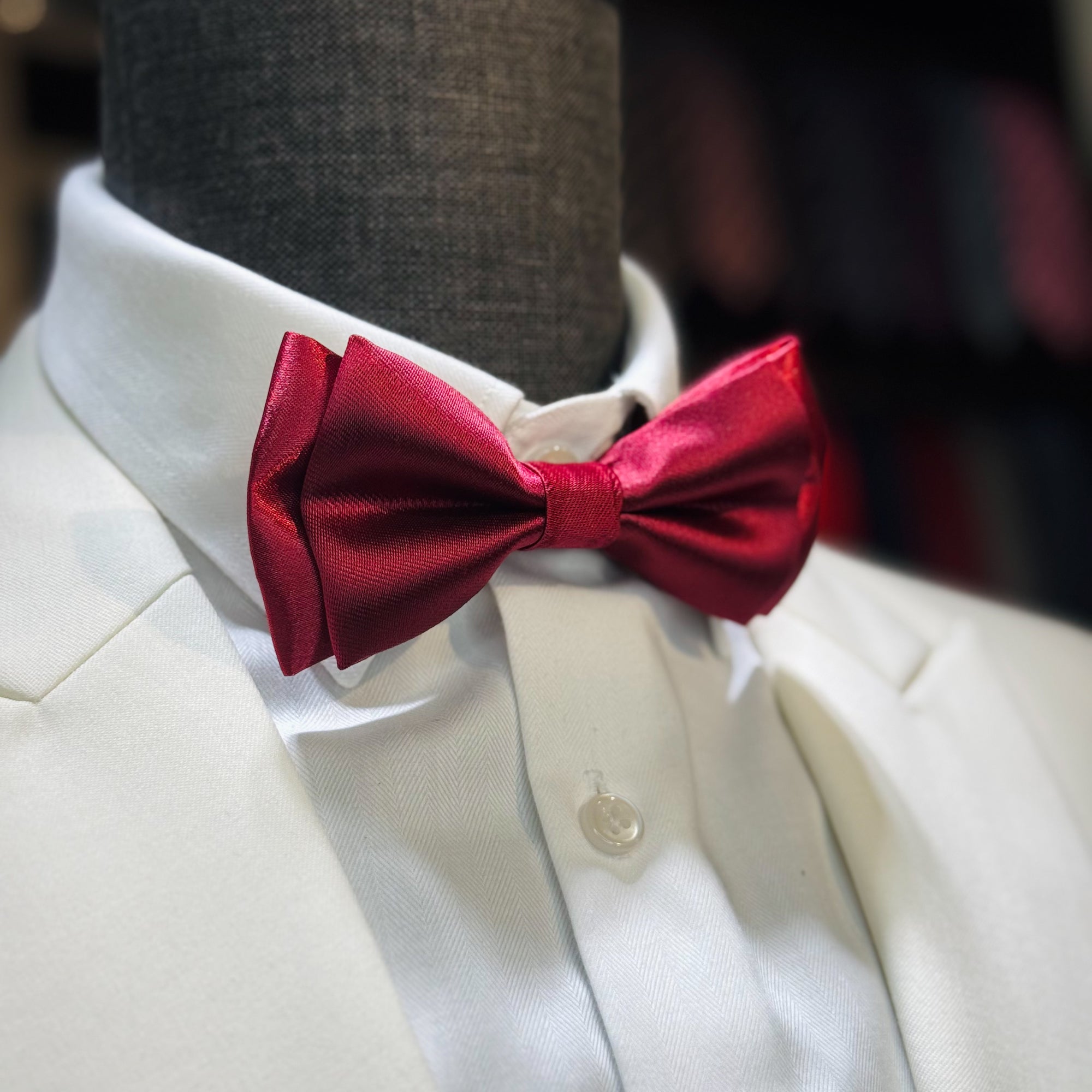 Luxurious Satin Dark Red Bow Tie
