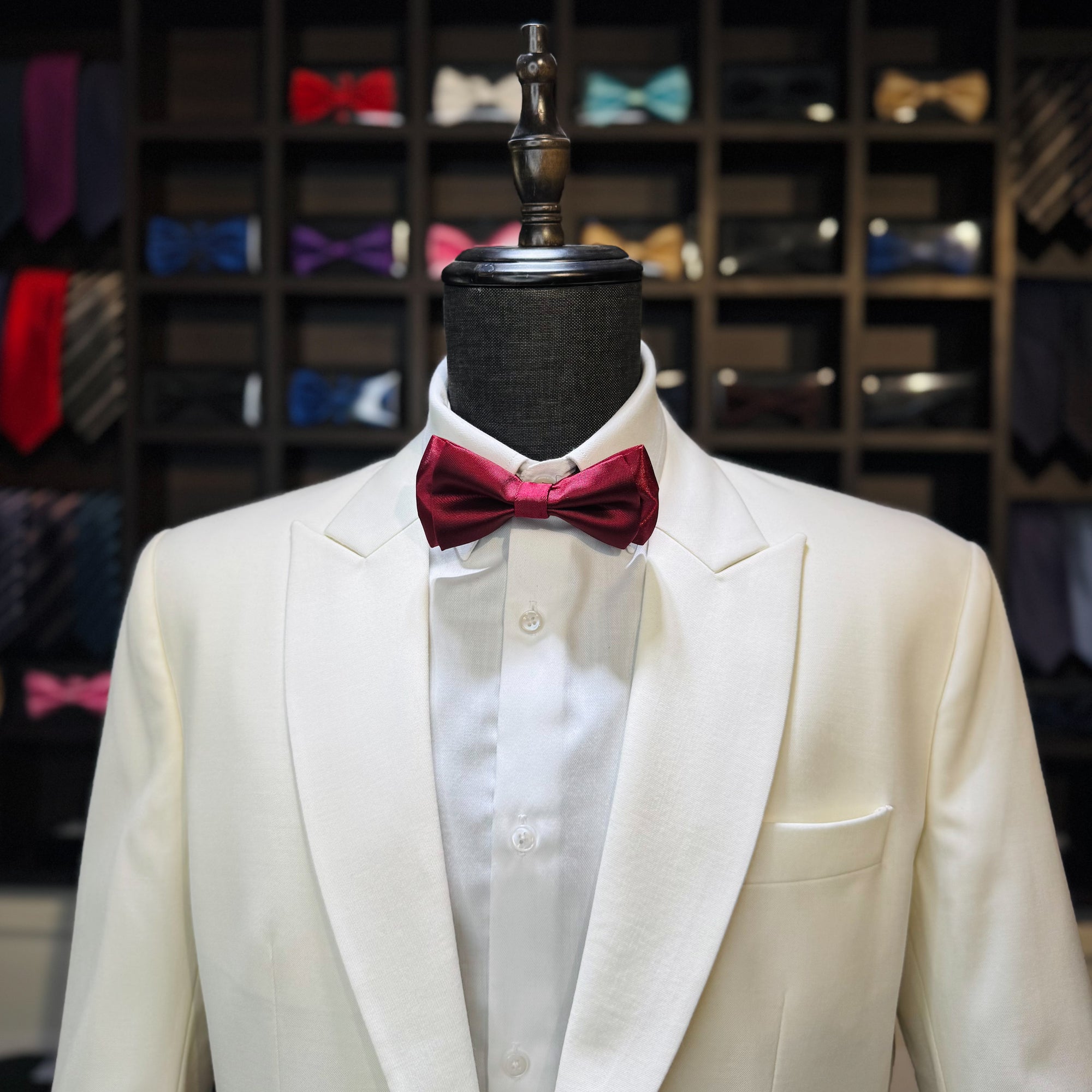 Luxurious Satin Dark Red Bow Tie