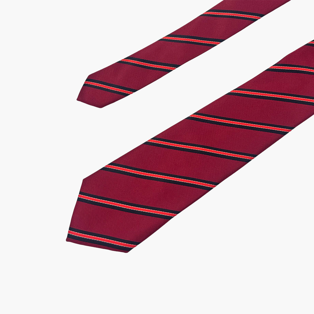 Maroon, Black & Red Striped Tie