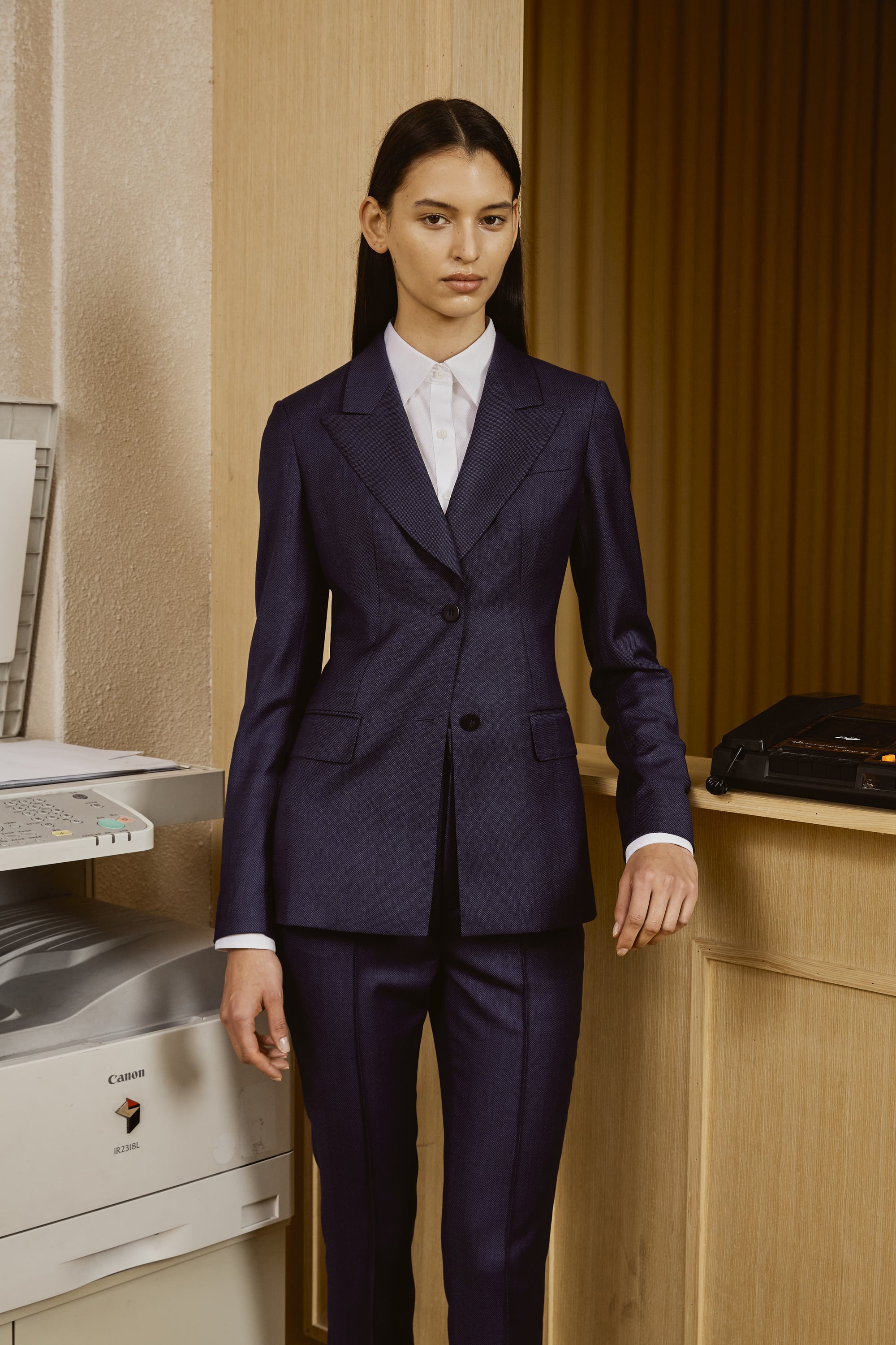 Oxford Blue Suit Set with Cotton Shirt and Custom Scarf